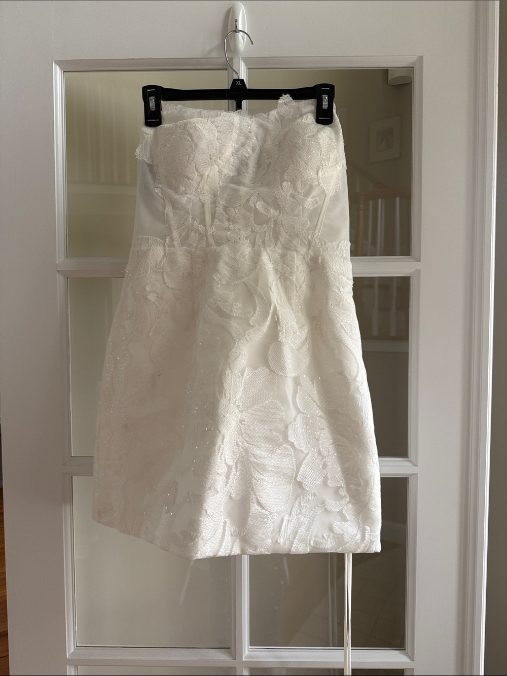 Strapless White Floral Lace Cocktail Dress